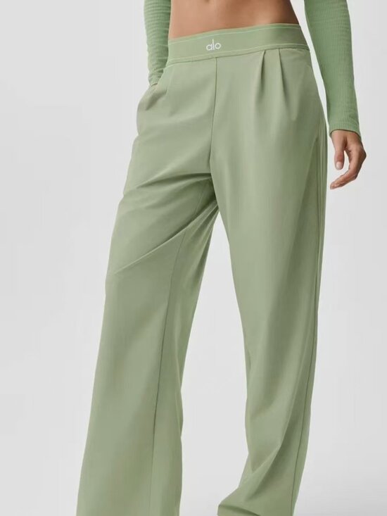 ALO Yoga Pants - 🌿 NWT ALO Yoga Suit Up Trouser Dune Grass Regular 30" 💕 Wide Leg / Relaxed Fit